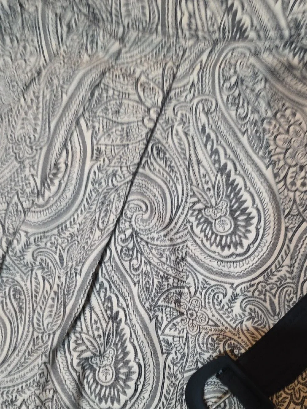 Carolina Herrera Black & White Paisley Chinos with Fabric Belt